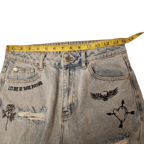 Adika Distressed High Waist Tattoo Mother Cut Jeans Size 28 - Picture 5 of 14